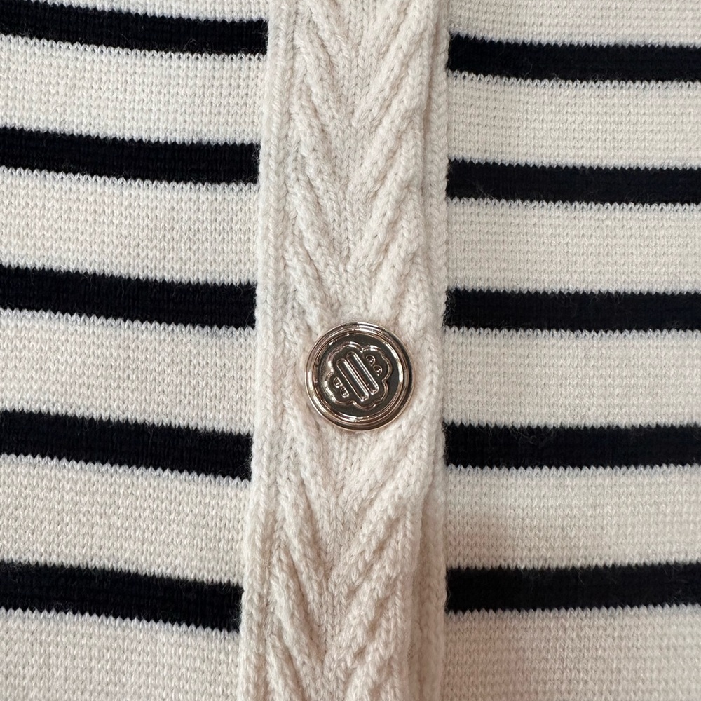 Striped Black and Cream Women's Sweater - Picture 3 of 5